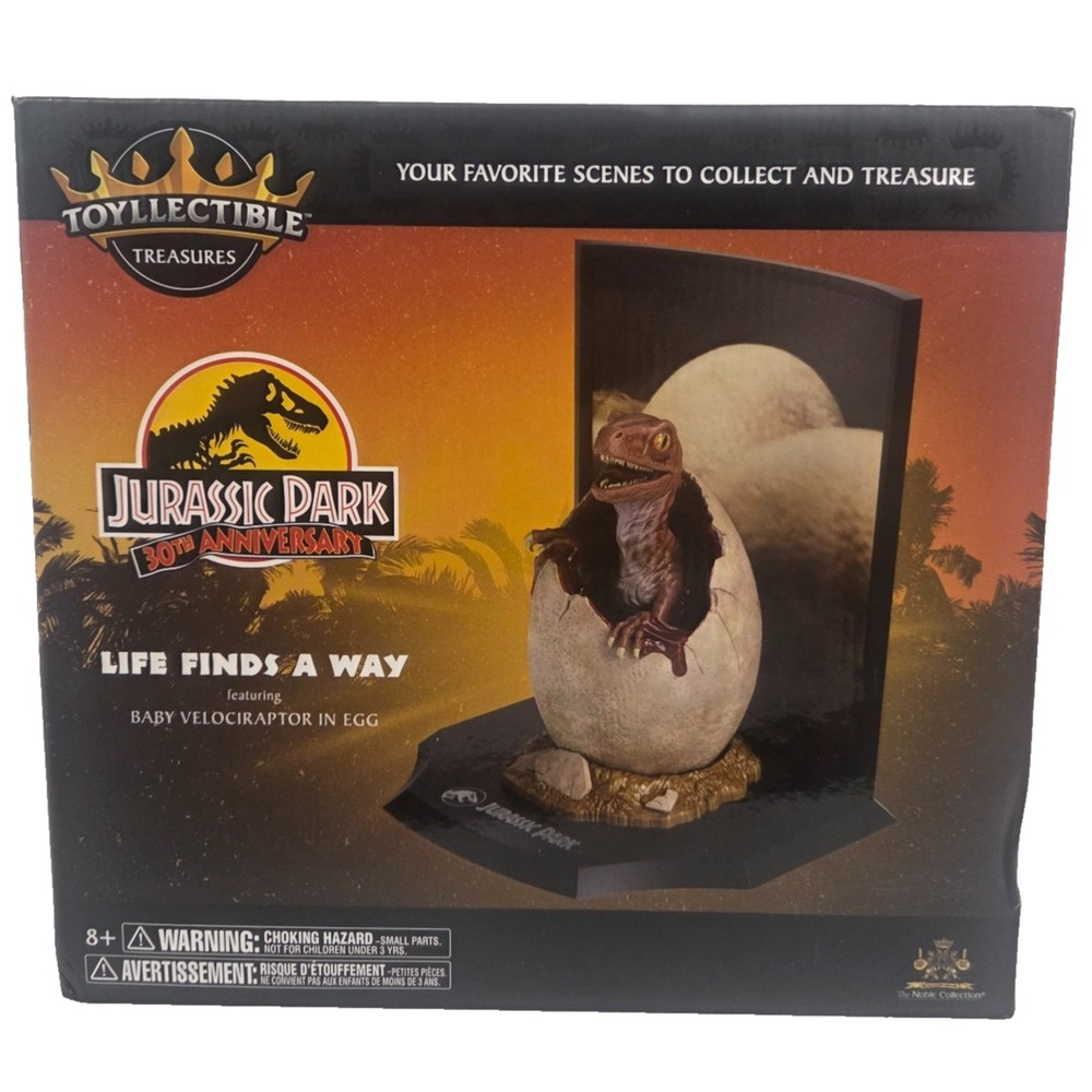 Jurassic Park 30th Anniversary Baby Velociraptor in Egg Life Finds a Way NEW